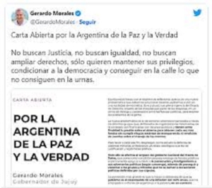 Gerardo Morales public&oacute; una carta abierta