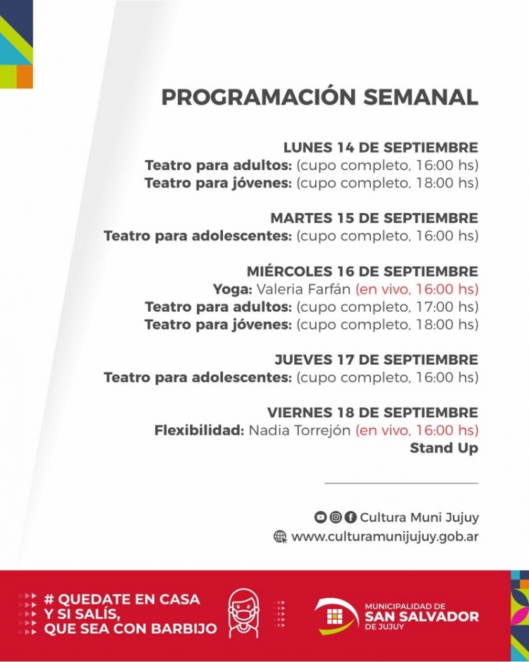 Talleres virtuales de teatro, yoga y flexibilidad
