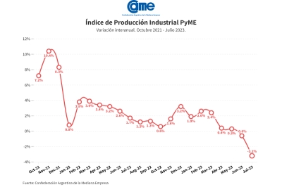 La industria pyme cay&oacute; 3,2% anual en julio