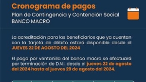 Cronograma de pago del Plan de Contingencia y Contenci&oacute;n Social